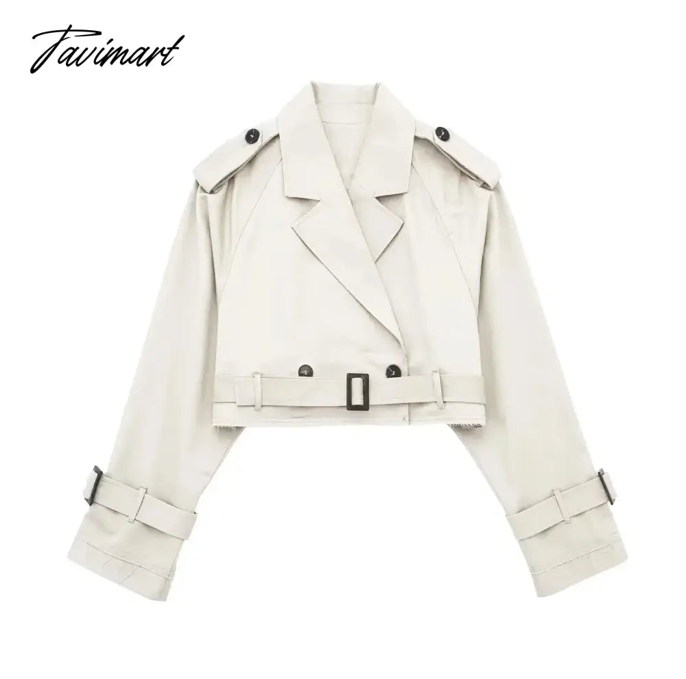 Y2K New European and American Style Women's Short Cut Windbreaker Belt Coat Jacket Women