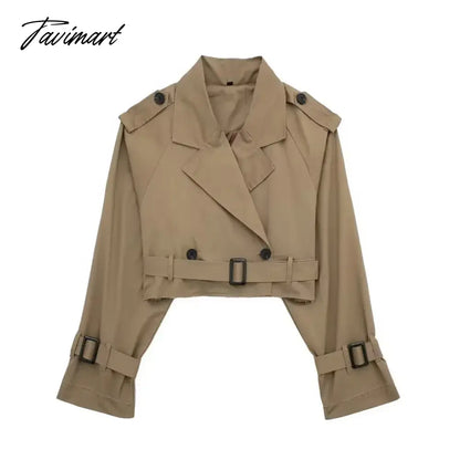 Y2K New European and American Style Women's Short Cut Windbreaker Belt Coat Jacket Women