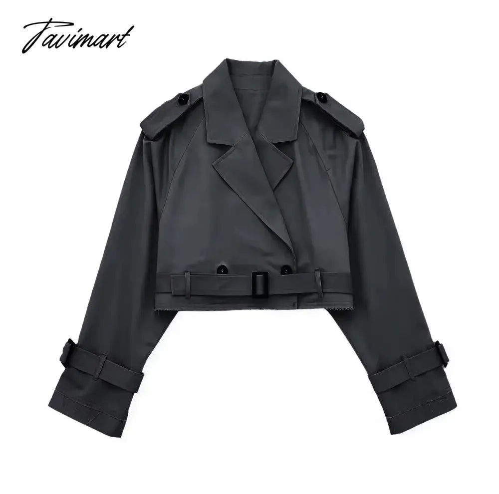 Y2K New European and American Style Women's Short Cut Windbreaker Belt Coat Jacket Women