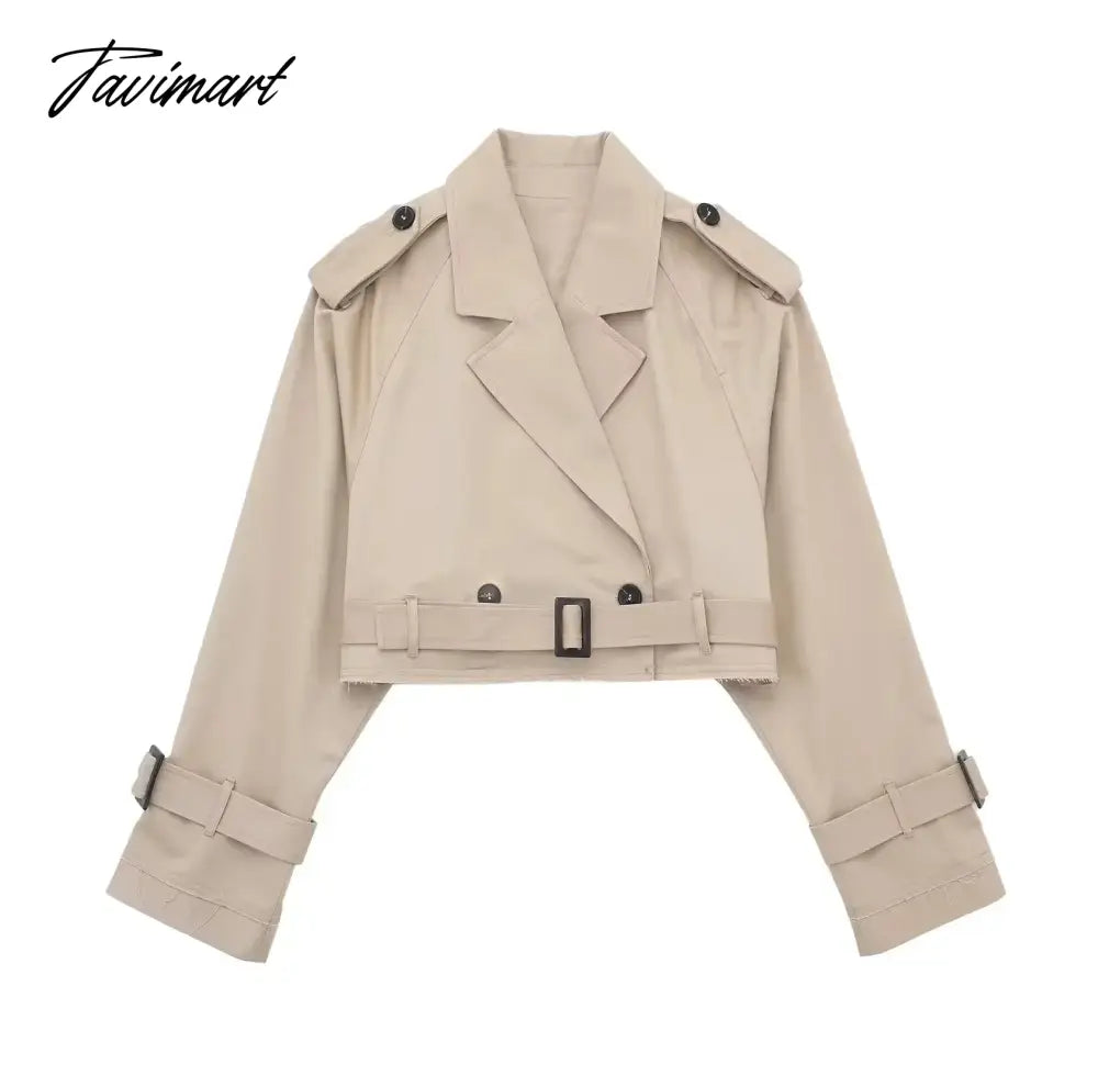 Y2K New European and American Style Women's Short Cut Windbreaker Belt Coat Jacket Women