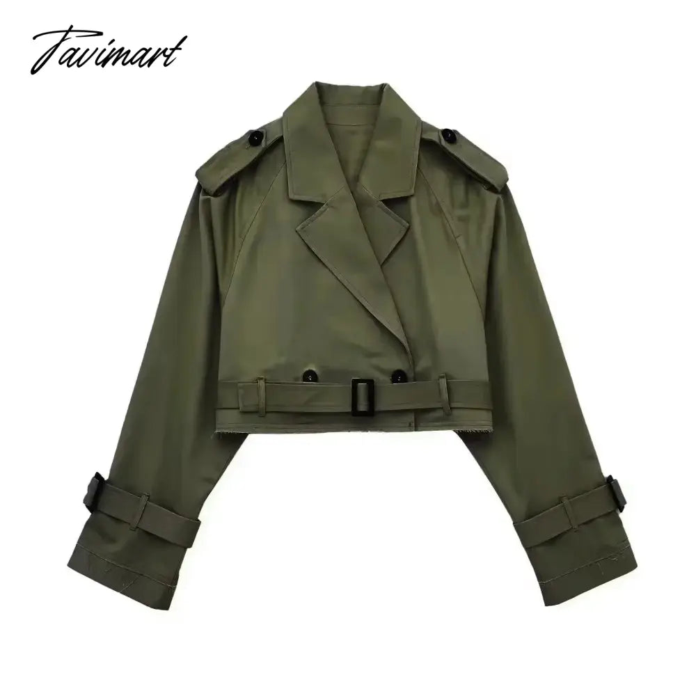 Y2K New European and American Style Women's Short Cut Windbreaker Belt Coat Jacket Women
