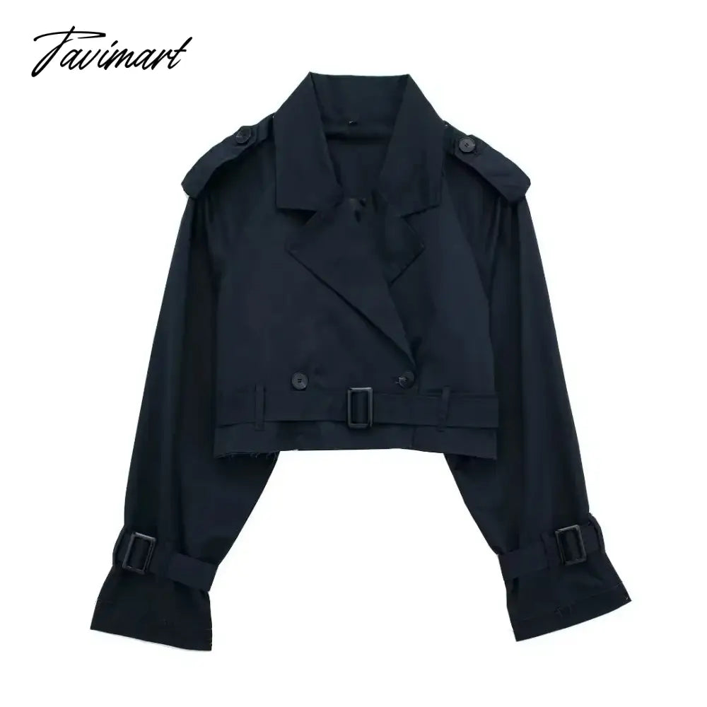 Y2K New European and American Style Women's Short Cut Windbreaker Belt Coat Jacket Women