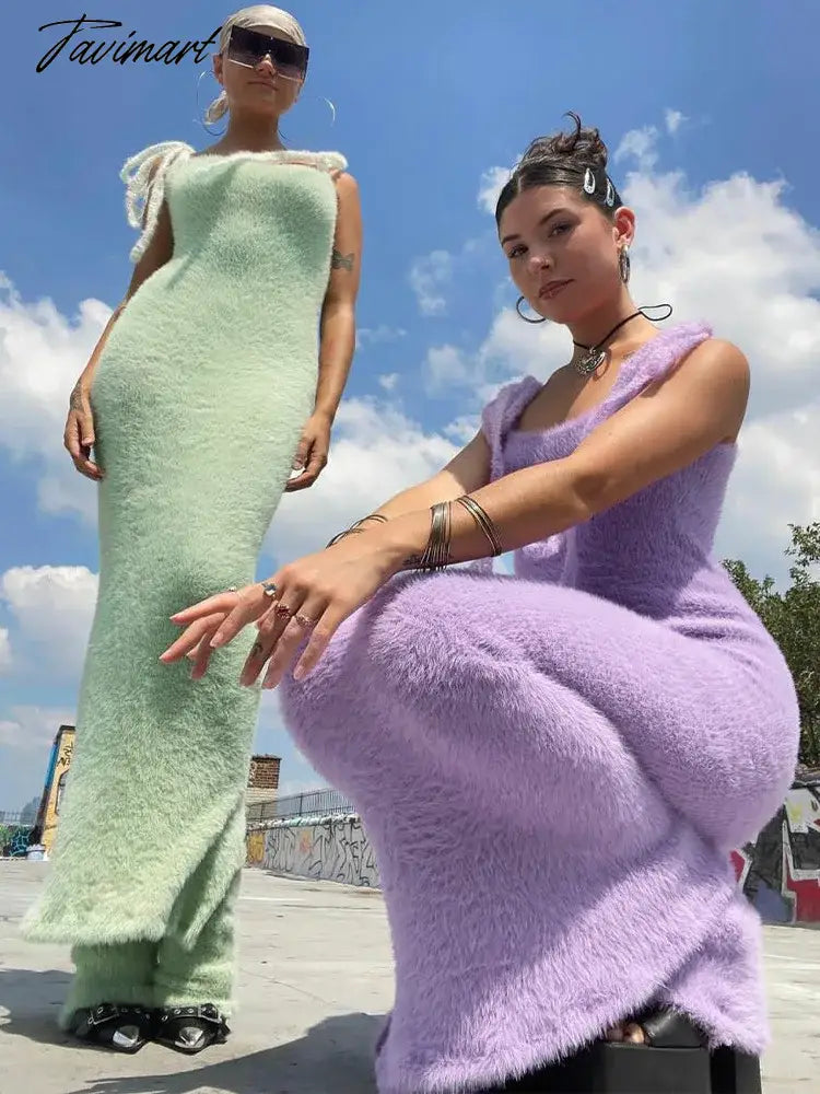 Y2K Winter Backless Women's Party Dress Maxi Slip Sheath Long Female Dresses Solid Slim Lady Eveing Robe Autumn