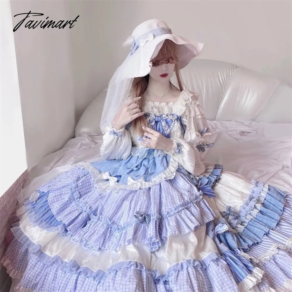 Tavmart Victorian Lolita Set Jsk +Shirt+Hat Kawaii Luxury Lolitas Outfit Medium Length Suit Spring And Autumn Tight Renaissance Dresses
