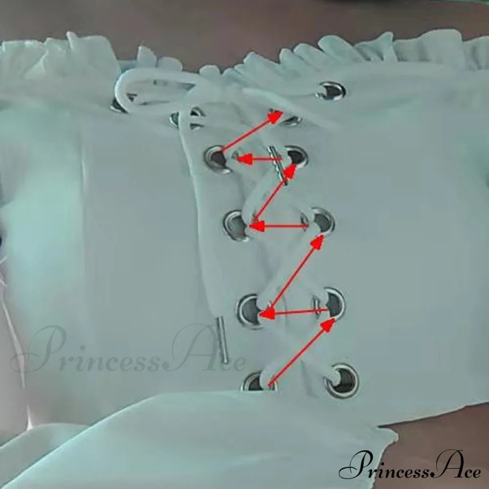 Top Sleeves Lace Ruffle Puff Tops Long Tops Crop Vintage Arm Up Bandage Blouse Shoulder Ladies Black Off With White