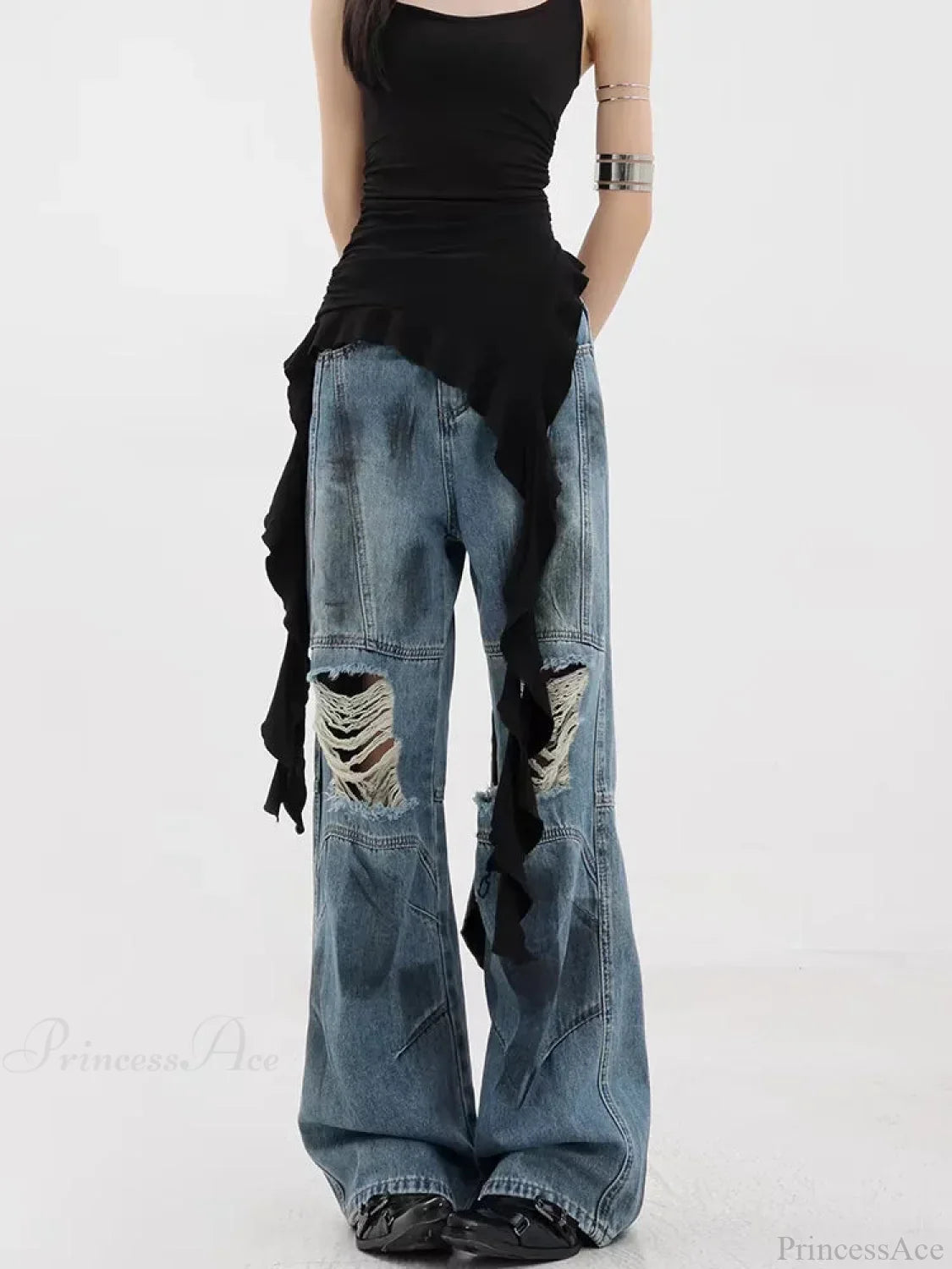Torn Azure Gothic Baggy Harajuku Pant