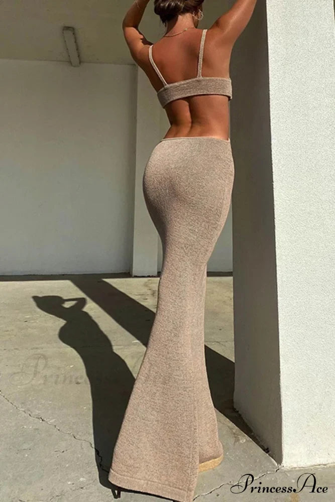 Twisted-front Backless Knit Cami Dress with Cutout