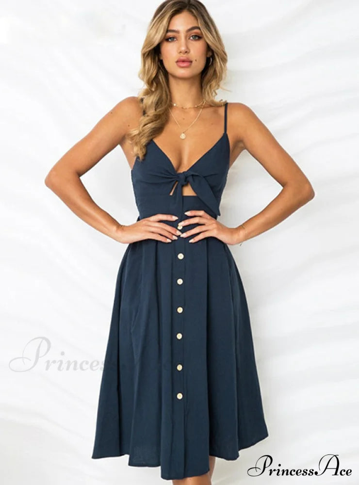 V Backless Midi Length Tunic Beach Dress