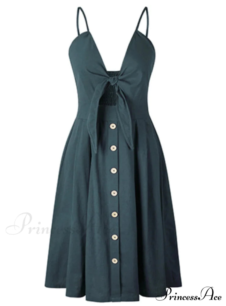 V Backless Midi Length Tunic Beach Dress
