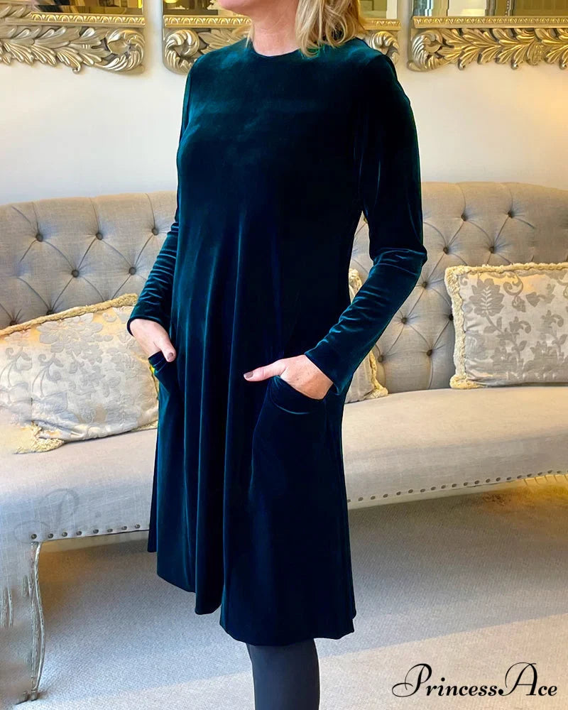 Velvet Round Neck Dress