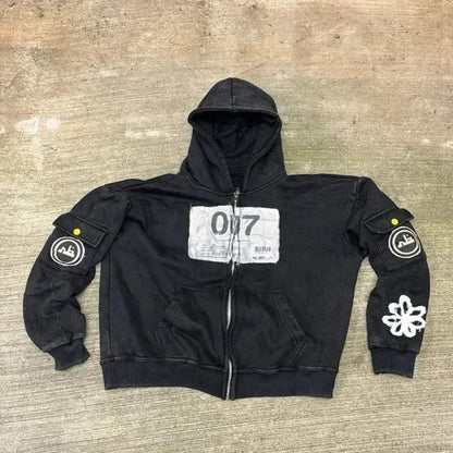 Vintage Wash Zip Up Hoodie