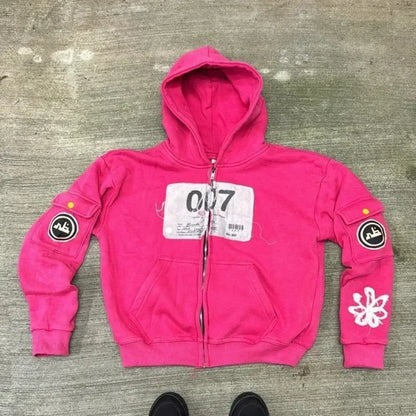 Vintage Wash Zip Up Hoodie