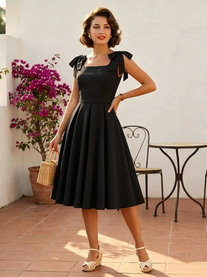 Vintage 1950s Swing Cocktail Dress Women Sleeveless Retro Dress