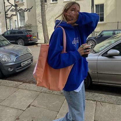 Winter Women's Super Dalian Hoodie Korean Style Loose Fashion Klein Blue Embroidered Hoodie Street Sweatshirt Clothing