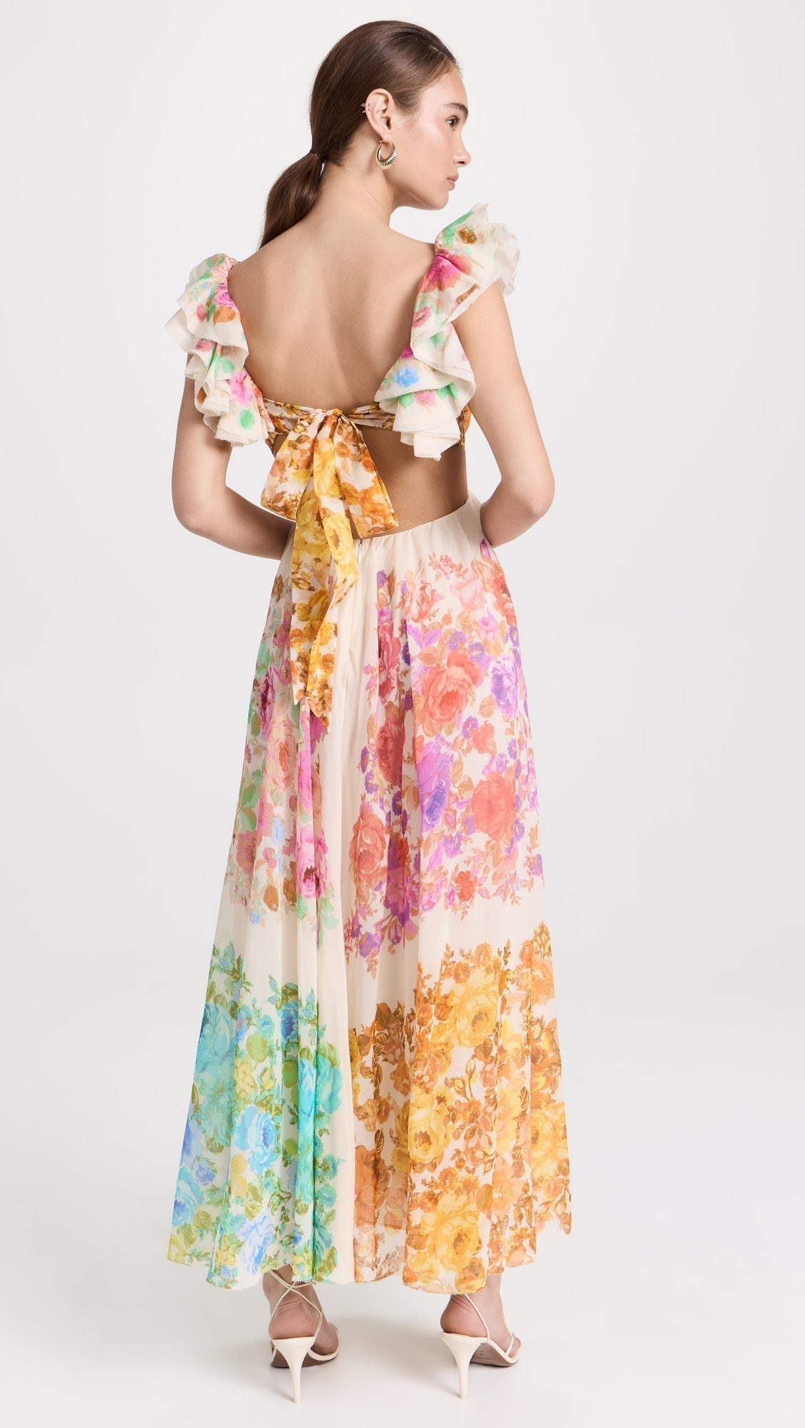 Spaghetti Strap Ruched Cutout Midi Dress